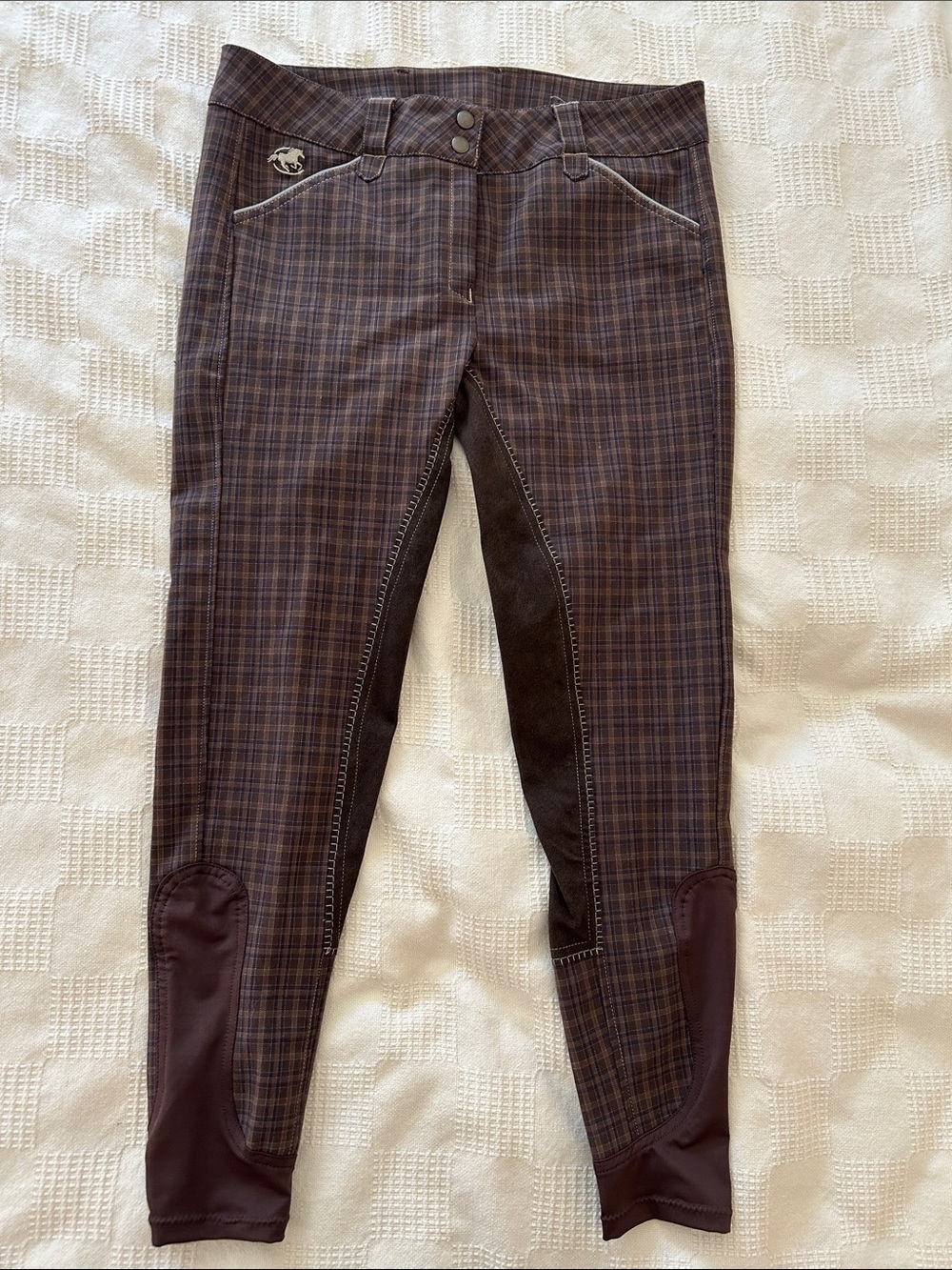 Plaid Equestrian 32L Riding pants in Brown